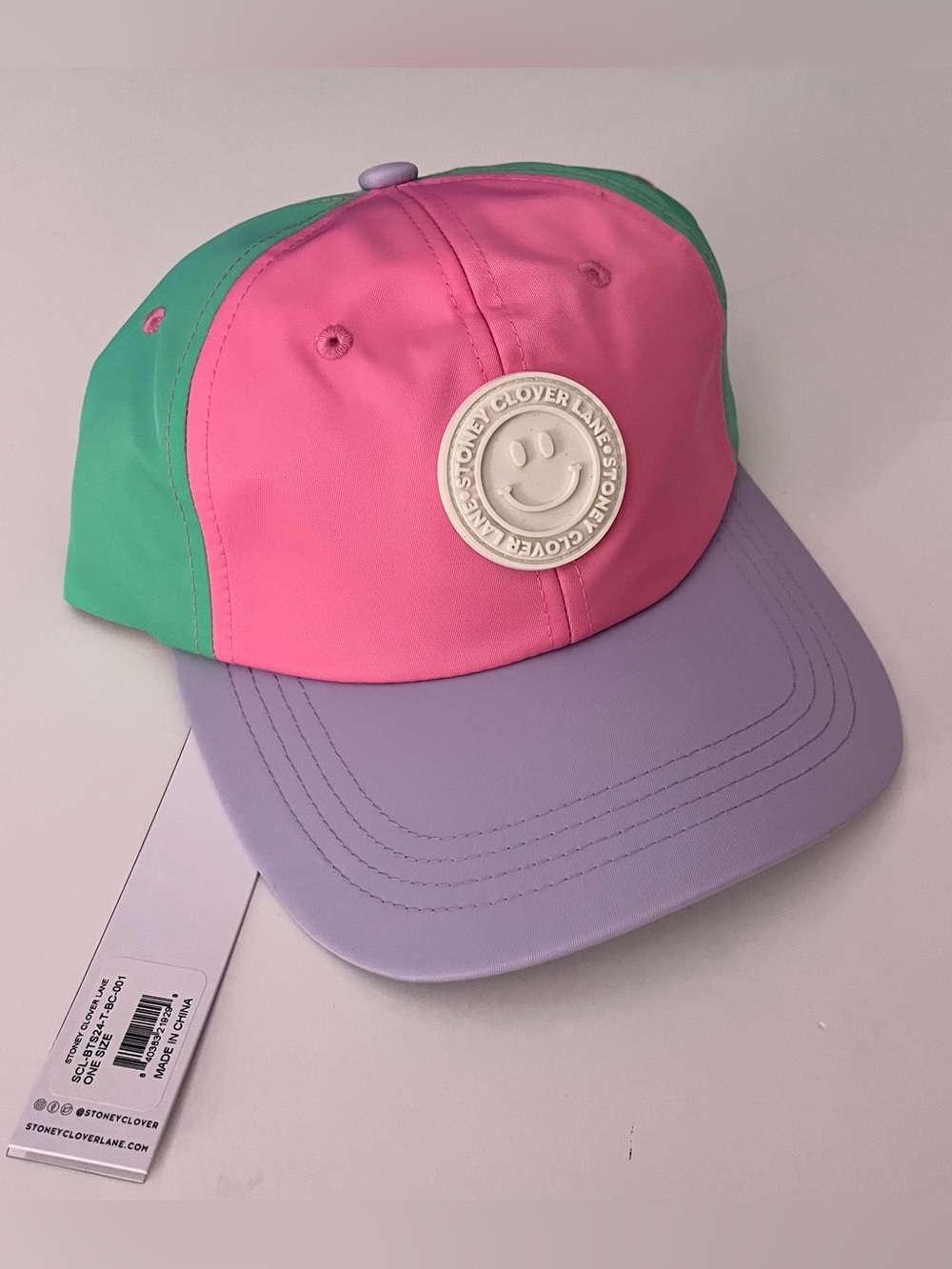 Stoney Clover Lane BTS24 Premium Nylon Pastel Smiley Face Hat NWT OS